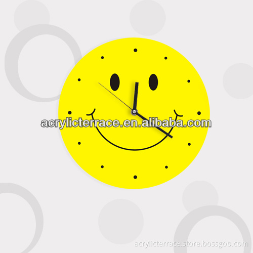 yellow round home decoration acrylic wall clock - hg131207007B